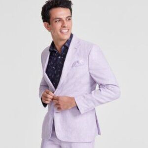 Bar III Mens Slim-Fit Blue Chambray S Lavender 42R